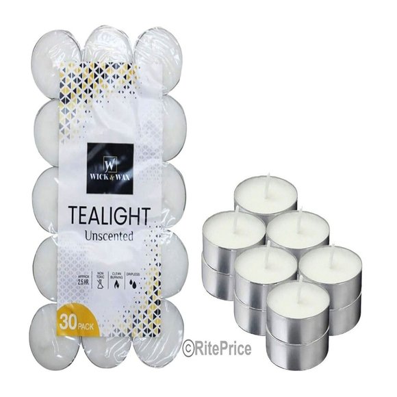 30 PCS (1 Pack) Tealight Unscented White Candles 2.5 Hour Burn Time Dripless - Picture 2 of 12